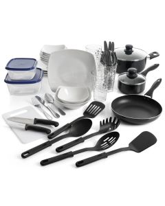 Gibson All U Need 45 Piece Dinnerware Cookware Combo Set in White