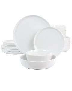 Gibson Home White Deco 16 Piece Fine Ceramic Dinnerware Set in White