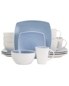 Gibson Elite 16 Piece Soho Lounge Reactive Glaze Stoneware Dinnerware Set in Light Blue