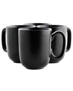 Our Table Landon 4 Piece 15 Ounce Round Stoneware Mug Set in Pepper