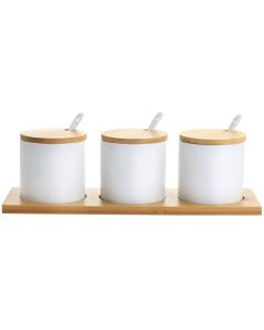 Gibson Elite Gracious Dining 10 Piece Fine Ceramic Condiment Jars Serving Set in White