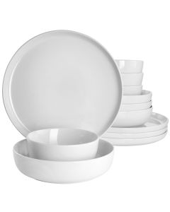 Gibson Home Avisala 12 Piece Fine Ceramic Dinnerware Set in White