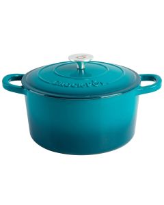 Crockpot Artisan 7 Quart Round Enameled Cast Iron Dutch Oven with Lid in Teal