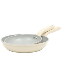 Gibson Home Barnsdall 2 Piece 8 Inch and 10 Inch Nonstick Aluminum Frying Pan Set in Linen