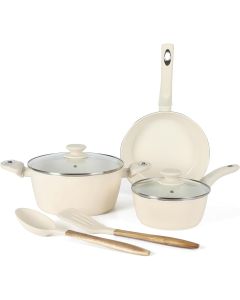Gibson Home Plaza Cafe 7 Piece Forged Aluminum Cookware Set in Linen