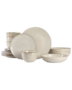 Gibson Elite Matisse 16 Piece Stoneware Dinnerware Set in Cream with Reactive Glaze