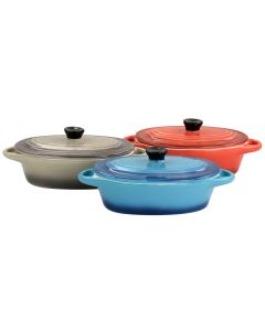 Crockpot Wexford 3 Piece 6.7oz Stoneware Mini Oval Casserole Set in Assorted Colors
