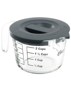 Oster Coolidge 16 Ounce Glass Measuring Cup with Lid in Gray