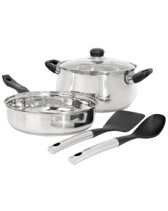 Oster Rametto 5 Piece Belly Shaped Stainless Steel Cookware Set in Silver