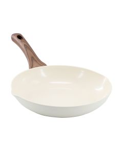 Oster Amberg Choice 8 Inch Ceramic Nonstick Forged Aluminum Frying Pan in Off-White