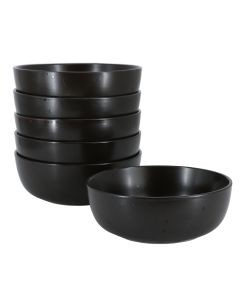 Studio 3B Mio Modern Coupe 6 Piece 6.5 Inch Round Stoneware Bowl Set in Pepper