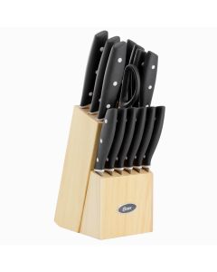 Oster Collister 15 Piece Stainless Steel Cutlery Set in Black with Soft Grip Handles