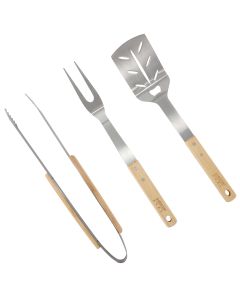 Gibson Home Barbecue Plus 3 Piece Barbecue Tool Set with Rubberwood Handles