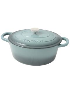 Crock Pot Artisan 7 Quart Enameled Cast Iron Oval Dutch Oven in Slate Grey