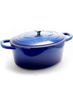 Crock Pot Artisan 7 Quart Enameled Cast Iron Oval Dutch Oven in Sapphire Blue