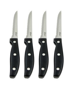 Oster Granger 4.5 in. Stainless Steel Blade Steak Knife Set in Black (4 Pack)