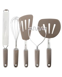 Oster Newcrest 5 Piece Prep and Cook Kitchen Tool Set in Taupe
