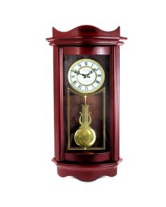 Bedford Clock Collection Weathered Chocolate Cherry Wood 25 Inch Wall Clock with Pendulum