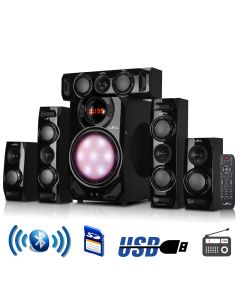 beFree Sound 5.1 Channel Surround Sound Bluetooth Speaker System in Black