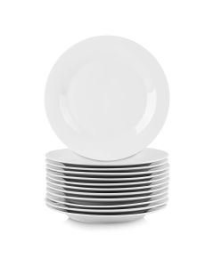 Elama Porcelain 12 Piece Large Round Dinner Plate Set in White