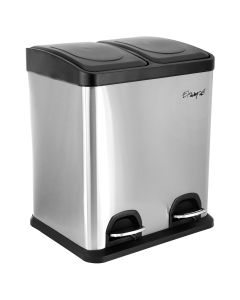 Elama 2 Section 15 Liter/ 4 Gallon Each Section Trash and Recycling Step Bin in Matte Silver