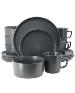 Elama Luxmatte Dark Grey 16 Piece Dinnerware Set