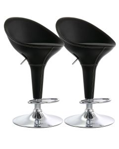 Elama 2 Piece Adjustable Plastic Bar Stool in Black with Chrome Base