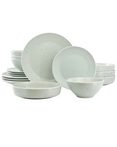 Elama Emilia 16 Piece Double Bowl Stoneware Dinnerware Set in Light Green