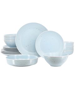 Elama Emilia 16 Piece Double Bowl Stoneware Dinnerware Set in Light Blue