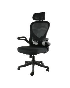 Elama High Back Adjustable Mesh and Fabric Office Chair in Black and Gray with Adjustable Head Rest