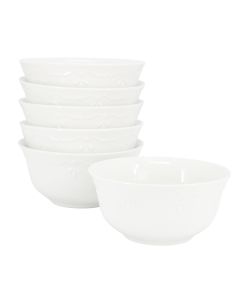 Elama Henryi 6 Piece 6.1 Inch Porcelain Bowl Set in White