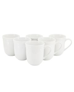 Elama Henryi 6 Piece 12 Ounce Porcelain Mug Set in White