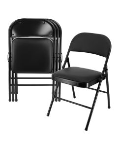 Elama 4 Piece Metal Folding Chair with Padded Seats in Black