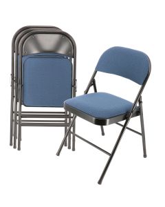 Elama 4 Piece Metal Folding Chair with Padded Seats in Dark Blue