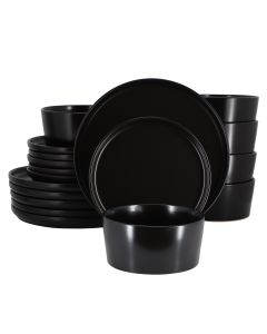 Elama Josh 18 Piece Stoneware Dinnerware Set in Matte Black