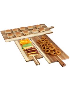 MegaChef 3 Piece Acacia Wood Charcuterie Cheese Board Set with Handles