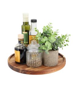 MegaChef 12 Inch Acacia Wood Lazy Susan Tray