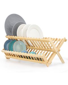 MegaChef 2-Tier Collapsible Kitchen Bamboo Drying Dish Rack