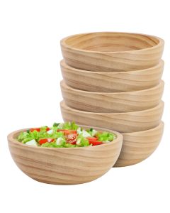 MegaChef 6 Piece 7 Inch Pine Wood Bowl Set in Tan