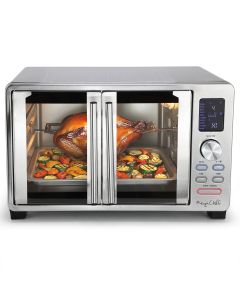 MegaChef 26.4 Quart Digital Electric French Door Multi-Function Stainless Steel Counter Top Oven with Rotisserie Set