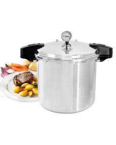 MegaChef 24 Quart Large Capacity Aluminum Stovetop Pressure Cooker/Canner for Induction and Gas Stove-Tops
