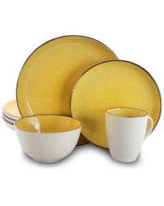 Elama Mellow-Yellow 16-Piece Dinnerware Set