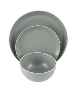 Gibson Home Rockaway 12 Piece Stoneware Dinnerware Set in Matt Grey