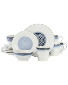 Gibson Elite Spiral Embossed 16 Piece Stoneware Dinnerware Set in Blue