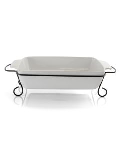 Gibson Elite 2 Piece Rectangle 15.5 Inch Stoneware Bakeware with Metal Rack