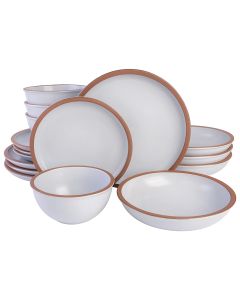 Soho Lounge Lagos 16 Piece Terracotta Double Bowl Dinnerware Set in Solid Matte White
