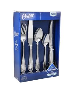 Oster 20 Piece Stainless Steel Flatware and Steak Knife Set