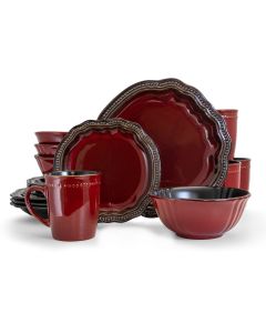 Elama Regency 16 Piece Luxurious Stoneware Dinnerware with Complete Setting for 4, 16pc