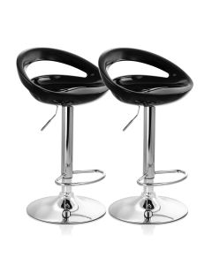 Elama 2 Piece Retro Adjustable Bar Stool in Black with Chrome Base
