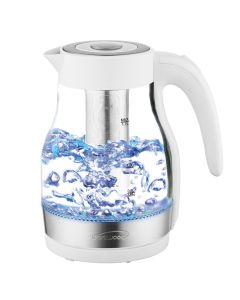 Brentwood Glass 1.7 Liter Electric Kettle with Tea Infuser in White